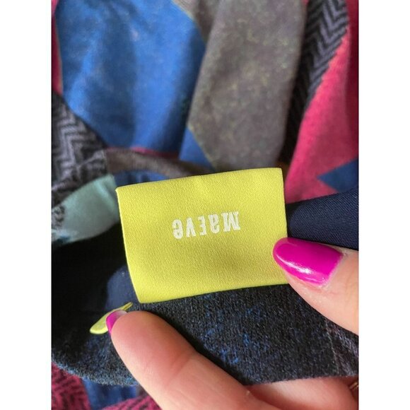 Maeve Anthropologie Colorblock Mini Skirt Flared A-Line Pleated Lined Stretch S - Picture 5 of 8